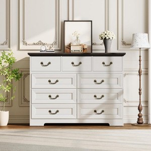 Farmhouse 9 Drawers Dresser for Bedroom- Wood Chest with Natural Texture, Spacious Storage for Clothes & Essentials, Versatile Organizer - 1 of 4