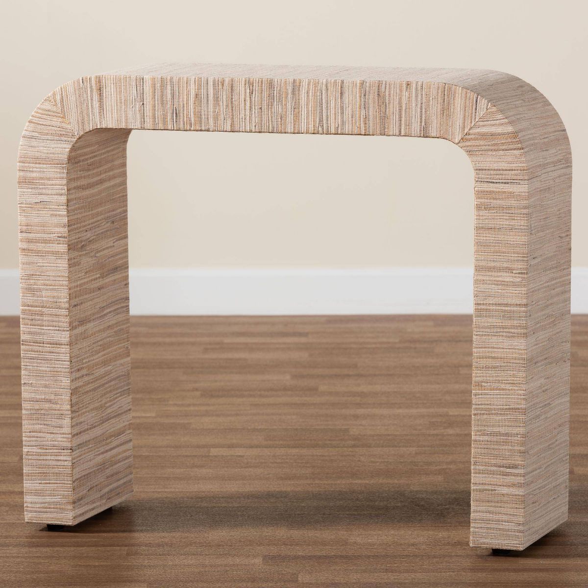 bali & pari Yareli Woven Grasscloth Console Table Natural/Gold - thumbnail 2