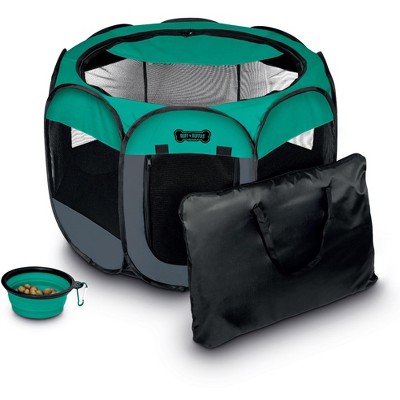 Ruff 'n Ruffus Portable Foldable Pet Playpen w/ Case & Travel Bowl - Small