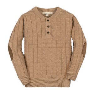 Hope & Henry Boys' Organic Long Sleeve Henley Pullover Sweater with Elbow Patches, Kids - 1 of 3