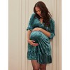 Women's V-Neck Ruffle Hem Babydoll Maternity Dress | Motherhood Maternity - 4 of 4