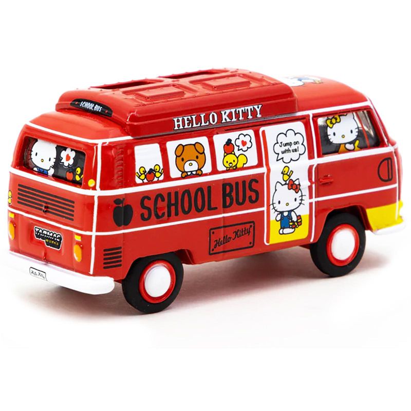 Volkswagen Type II (T2) Van Red "Hello Kitty Capsule School Bus" "Collab64" 1/64 Diecast Model Car by Schuco & Tarmac Works, 3 of 4