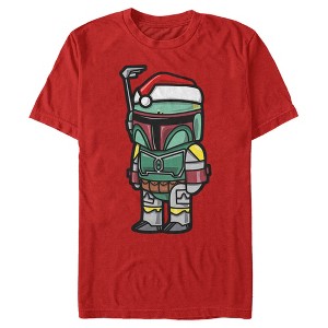 Men's Star Wars Boba Fett Santa Hat Cartoon T-Shirt - 1 of 4