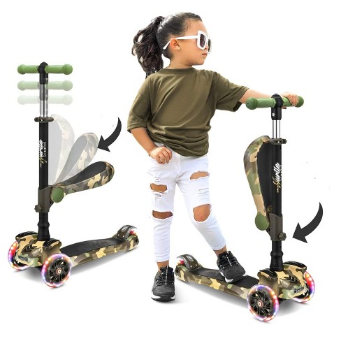 Scootkid 3 Wheel Child Toddler Toy Scooter With Led Wheel Lights And Adjustable Height For Ages 1 To 14 Years Old, Camo : Target