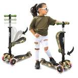 Hurtle ScootKid 3 Wheel Child Toddler Toy Scooter with LED Wheel Lights and Adjustable Height for Ages 1 to 14 Years Old, Camo