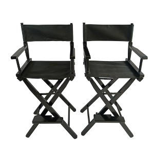 Sevobal Outdoor Portable Chairs 2-piece Director Chair Set with Foldable Populus Frame for Outdoor Patio Garden Balcony, Black, 20.87"*15.75"*46.06" - 1 of 4