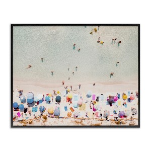 Stupell Industries Aerial Beach View People Swimming Black Framed Giclee Art - 1 of 4