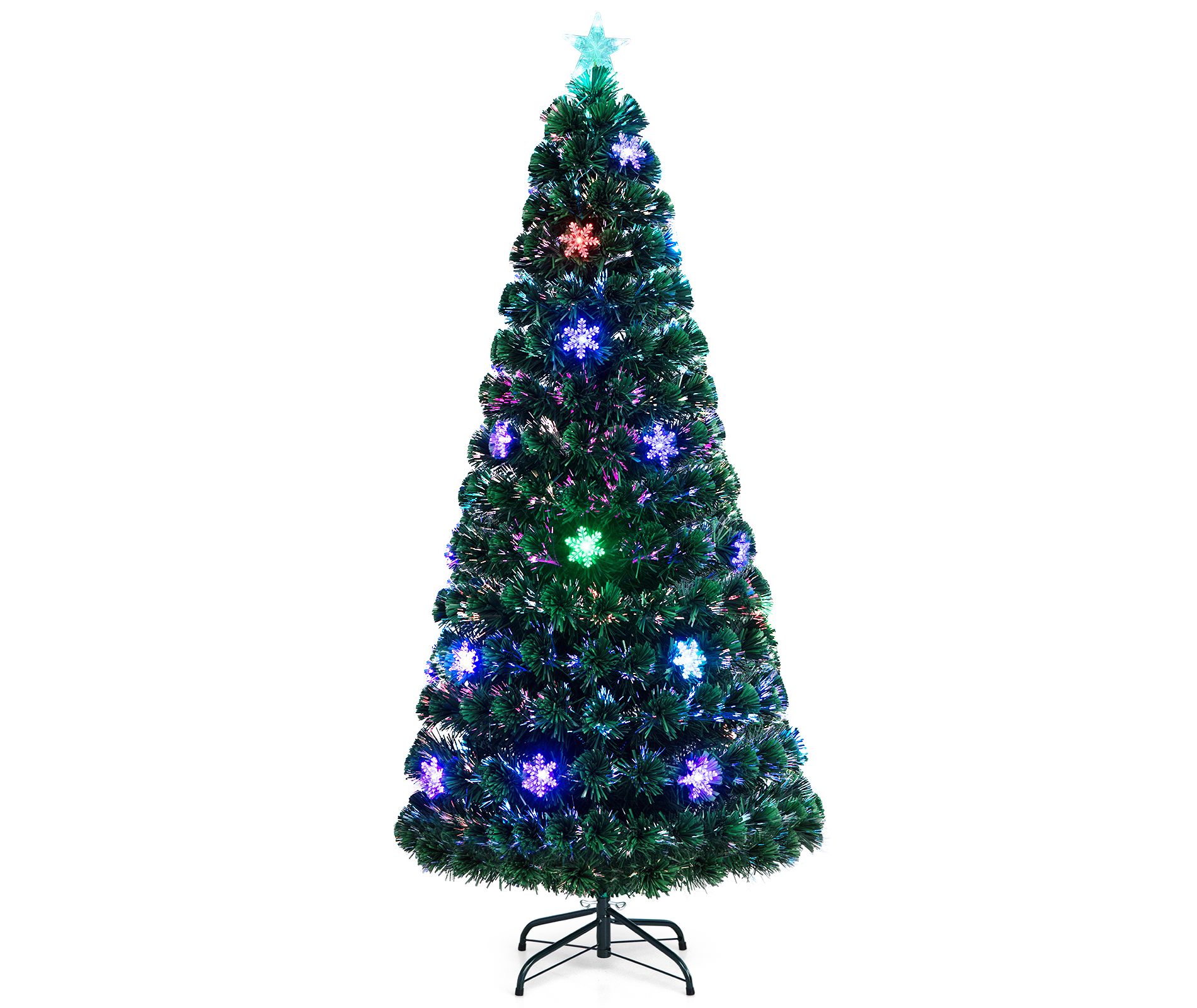 Costway 6FT Pre-Lit Fiber Optic Christmas Tree Multicolor Lights