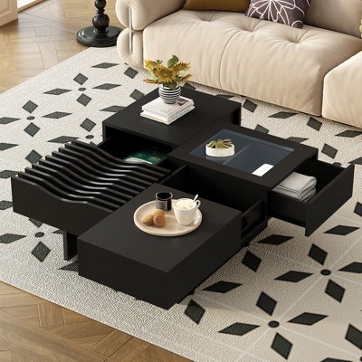 33" Modern Coffee Table, Rectangle Center Table with 3 Drawers & Hidden Storage, Accent Cocktail Table End Table for Living Room Office