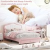 Homhougo Twin Upholstered Bed Frame with Storage Drawers, Cute Girls & Boys Bed with Adjustable Headboard Pink - 3 of 4