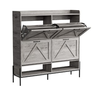 4 Drawer Shoe Cabinet, Four-Door Organizer, Compact Wooden Design, Space-Saving Entryway Cabinet, Modern Living Room Furniture - 1 of 4
