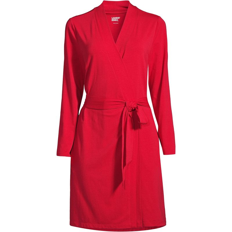 Lands' End Women's Cotton Blend Above the Knee Length Robe, 3 of 5