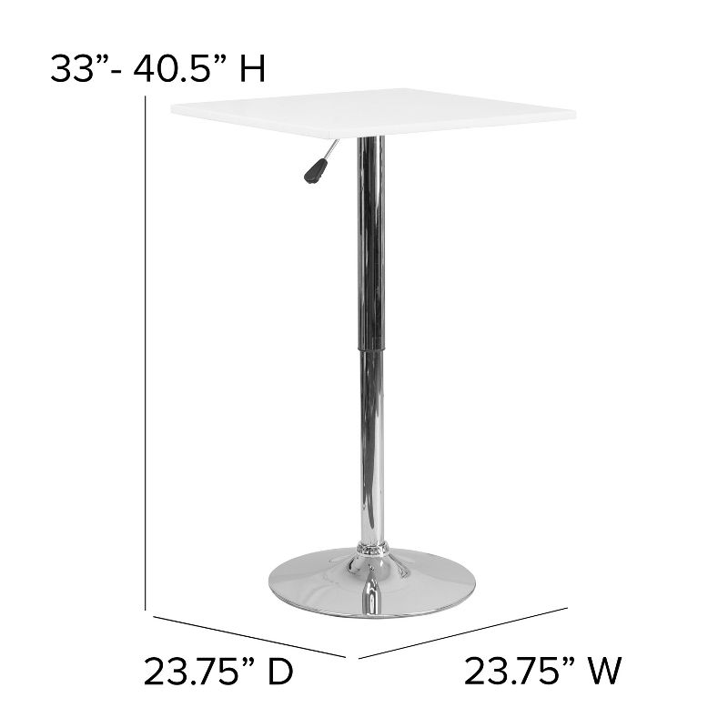 Emma and Oliver 23.75" Square 33" - 40.5" Adjustable Height White Wood Table, 3 of 4