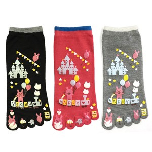 Wrapables Amusement Park Cartoon Socks Five Toe Socks (Set of 3) - 1 of 4