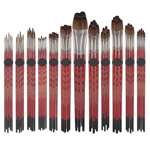 Creative Mark Staccato Artist Paintbrush - Assorted Shapes and Sizes - Bulk Pack of 72 - Synthetic Long Handled Brushes For Acrylic Paints, Handmade - 1 of 4