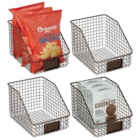 mDesign Metal Kitchen Food Drawer Organizer Basket with Handles, 4 Pack -  Bronze