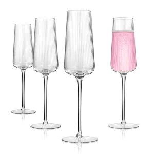 Artland Soho Optic 8.5 oz Champagne Flute, Set of 4, Modern Stemmed Glasses, Ideal for Weddings, Parties, Dishwasher Safe - 1 of 4