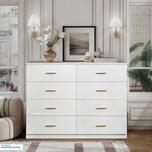 FURNIinspire Dressers Modern 8 Drawer Dresser, Sturdy Storage Dressers Organizer, Cabinet For Bedroom, Living Room, White, 47.25"*15.5"*35.4" - 1 of 4