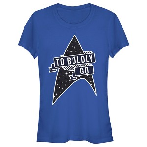 Juniors Womens Star Trek To Boldly Go Starfleet T-Shirt - 1 of 4