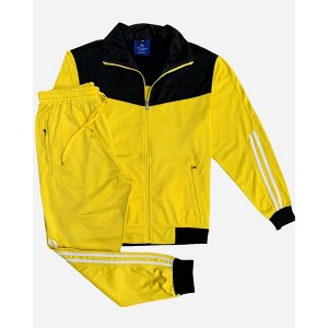 Men Velocity Tracksuit Active Jogging suit GYM Striped Jogger Top and Bottom Outfit - 1 of 4