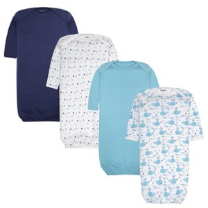EVERYDAY KIDS 4 Pack of Soft Cotton Newborn Baby Sleeper Gowns 0-6 Months; Newborn Sleeper Sacks - 1 of 4