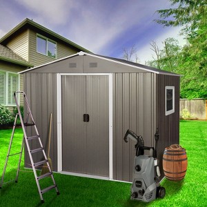CAVINAS Outdoor Storage Shed Weatherproof Garden Shed with Sliding Door and Apex Roof - 1 of 4