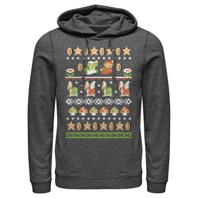 Men's Nintendo Super Mario Bros Pattern Pull Over Hoodie