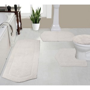 Waterford Collection Tufted Bath Rug, Extra Soft and Absorbent, Non-Slip Bath Mats, Machine Washable bath rugs for Bathroom, 4 Piece Set, Ivory - 1 of 4