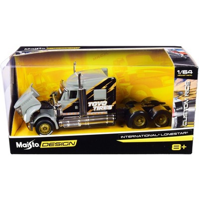 International LoneStar Truck Tractor "Toyo Tires" Gray and Black "Custom Rigs" 1/64 Diecast Model by Maisto