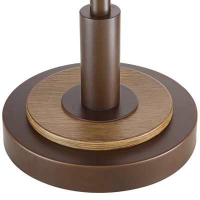 Bronze Torchiere Floor Lamp with Linen Shade and Vine Detail
