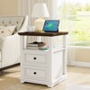 Dyonery Farmhouse Nightstand 18" White End Table with Charging Station & 2 Drawers, Rustic Bedside Table with Storage Shelf for Bedroom - 4 of 4
