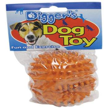 Boss Pet Digger's Orange Latex Needle Ball Ball Dog Toy Medium 1 pk