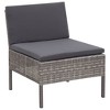 vidaXL 3 Piece Patio Lounge Set with Cushions Poly Rattan Gray - 4 of 4