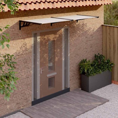 vidaXL Door Canopy Black and Transparent 94.1"x35.4" Polycarbonate