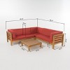 GDFStudio Cascada Outdoor Acacia Wood 5 Seater Sectional Sofa Chat Set with Cushions - 3 of 4