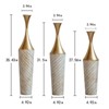 Angel Sar 3 Piece Woven Pattern Metal Vase Set, Tall White Cylinder Floor Vases with Gold Weave Design, 35.4" 31.5" 27.5" H Home Decor - 3 of 4