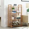 Artloge Heavy Duty 4 Tier Natural Bamboo Shelving Unit Plant Stand, Bookshelf & Shoe Rack for Bathroom Kitchen Organization - 2 of 4