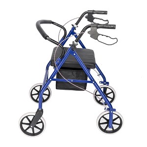 KTMBDW 4 Wheel Rollator Walker With Seat, Steel Rolling Walker, Height Adjustable, 8" Wheels, Removable Back Support, 300 Pound Weight Capacity - 1 of 4