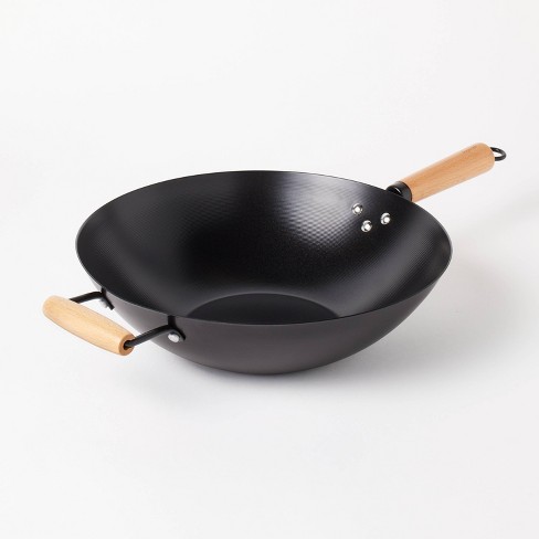 Oster Bressler 13.5 in. Nonstick Carbon Steel Wok in Black with