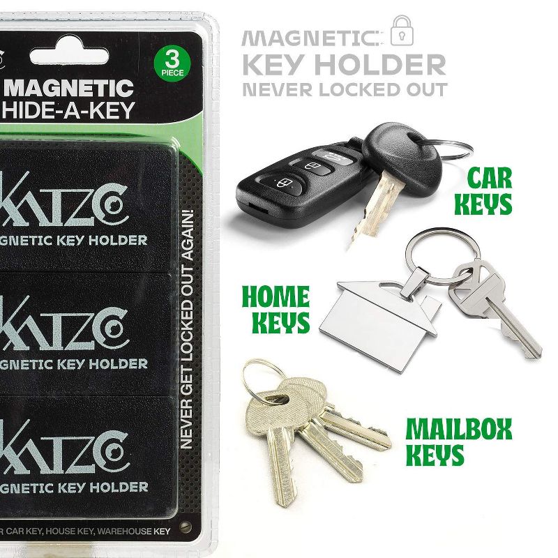 Katzco Magnetic Key Holder - 3 Pack, 2 of 4