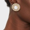 Pearl Center With Stone Border Button Earrings - A New Day™ Gold/Multi - 3 of 3