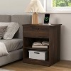 Resenkos Wood Nightstand With Charging Station, Bedside Table With Wood Drawers And Open Shelf, Night Stand With Storage For Bedroom, - 2 of 4