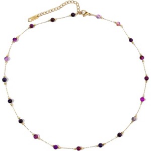 Gold Beaded Choker Necklace 18K Plated Dainty Chain for Women - 1 of 4