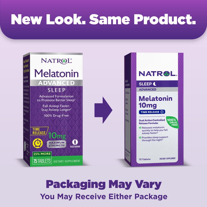 Natrol Melatonin Advanced 10mg Time Release Sleep Aid Tablets - 75ct, 4 of 12