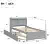 Trundle Bed with Built-in Bookcase Headboard,Wooden Platform Bed with Storage Shelves for Kids Teens,Guest Room-Baofuwish - 4 of 4