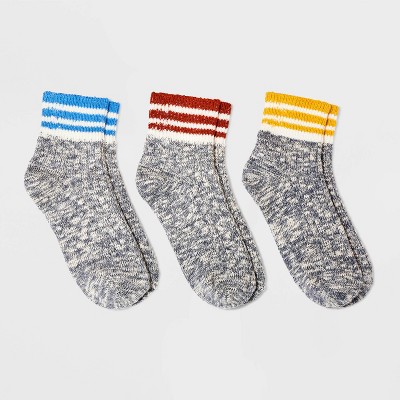 Women's Lightweight Ribbed Striped 3pk Crew Socks - Universal Thread™  Ivory/Heather Gray/Brown Heather 4-10