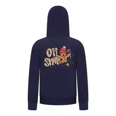 Everyday Kids Christmas Collection Oh Snap Boys Zip Up Hoodie – Funny Gingerbread Holiday Sweatshirt