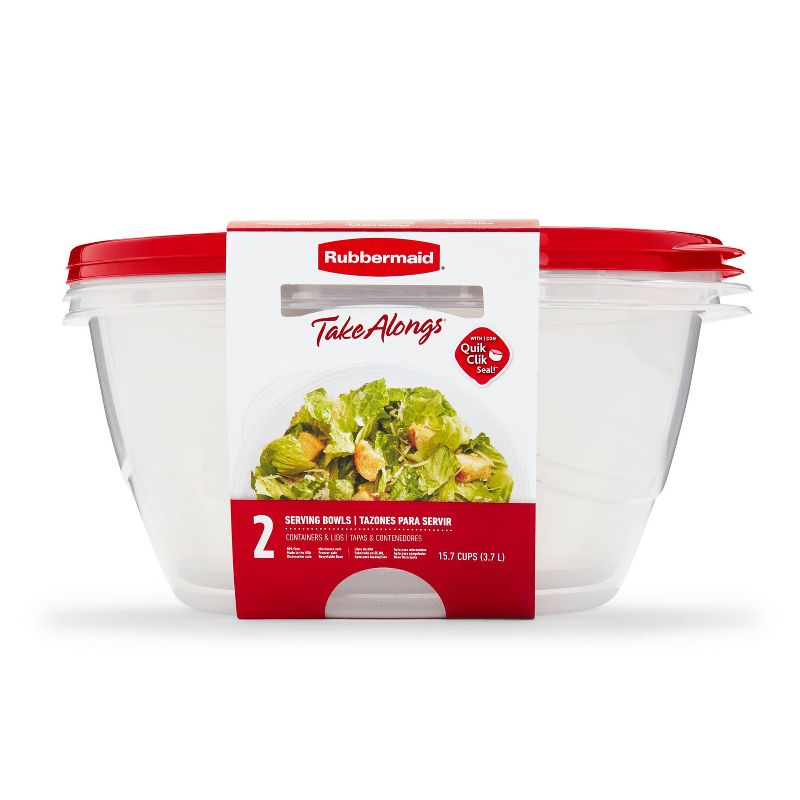 Rubbermaid TakeAlong 15.7 Cup Plastic 2pk Serving Bowls Clear, 2 of 9