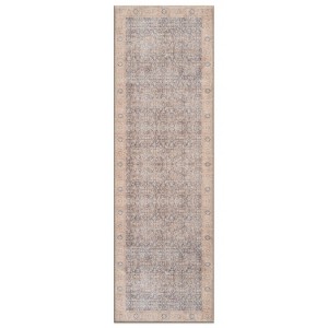World Rug Gallery Elise Blue Distressed Medallion Indoor Rug – Flat Pile, Washable with Non-Slip Backing - 1 of 4