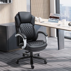 Okak Executive Office Chair with Extra-Wide Seat, Desk Chair with Swivel Wheels and Adjustable Height, Criss Cross Chair for Study, Office - 1 of 4